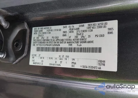 2016 Ford F-150 Xl from USA, damaged, VIN 1FTEX1CP6GFC25529